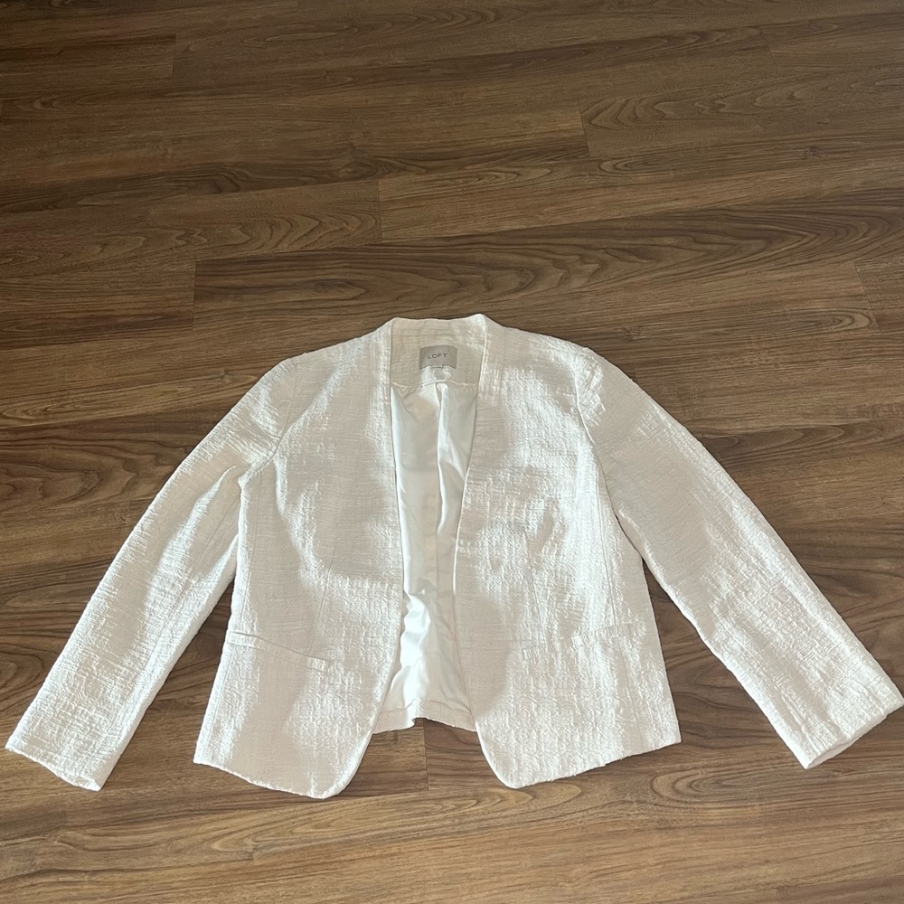 LOFT Ivory Textured Blazer